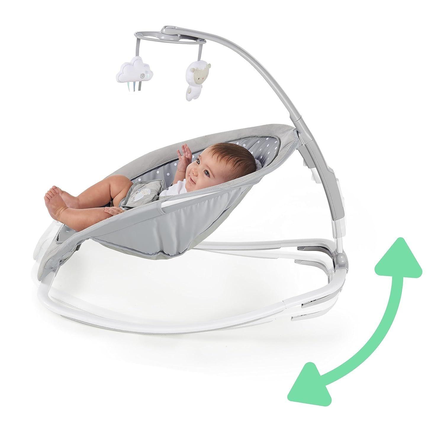 Silla Rocker para beb con musica y respaldo de peluche de oveja-5