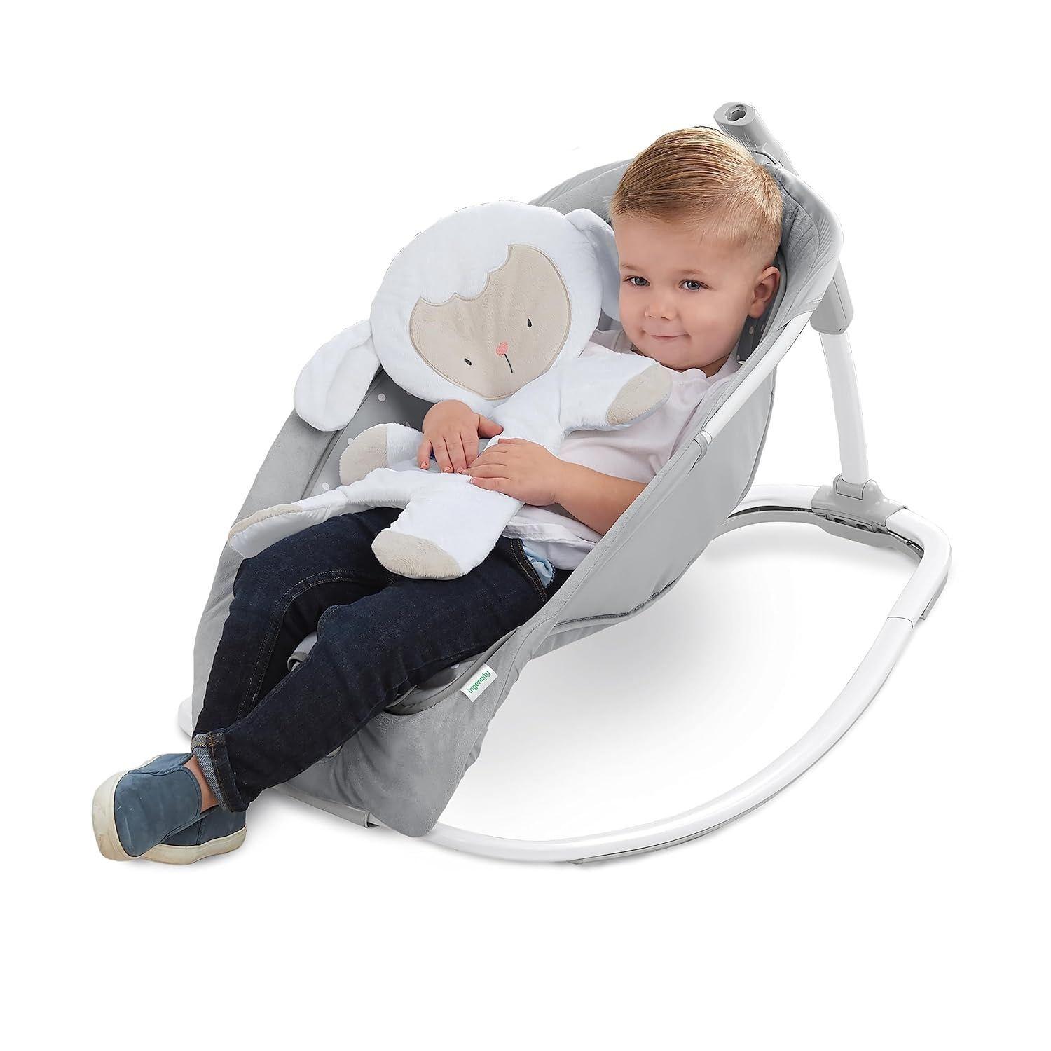 Silla Rocker para beb con musica y respaldo de peluche de oveja-7