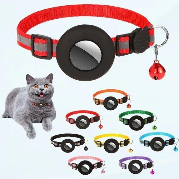 Collar para mascota tela con funda para Airtag ROJO Talla S-0