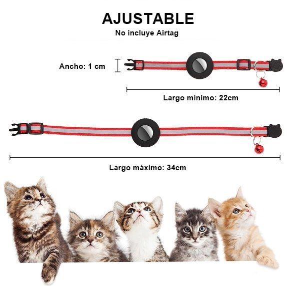Collar para mascota tela con funda para Airtag ROJO Talla S-2