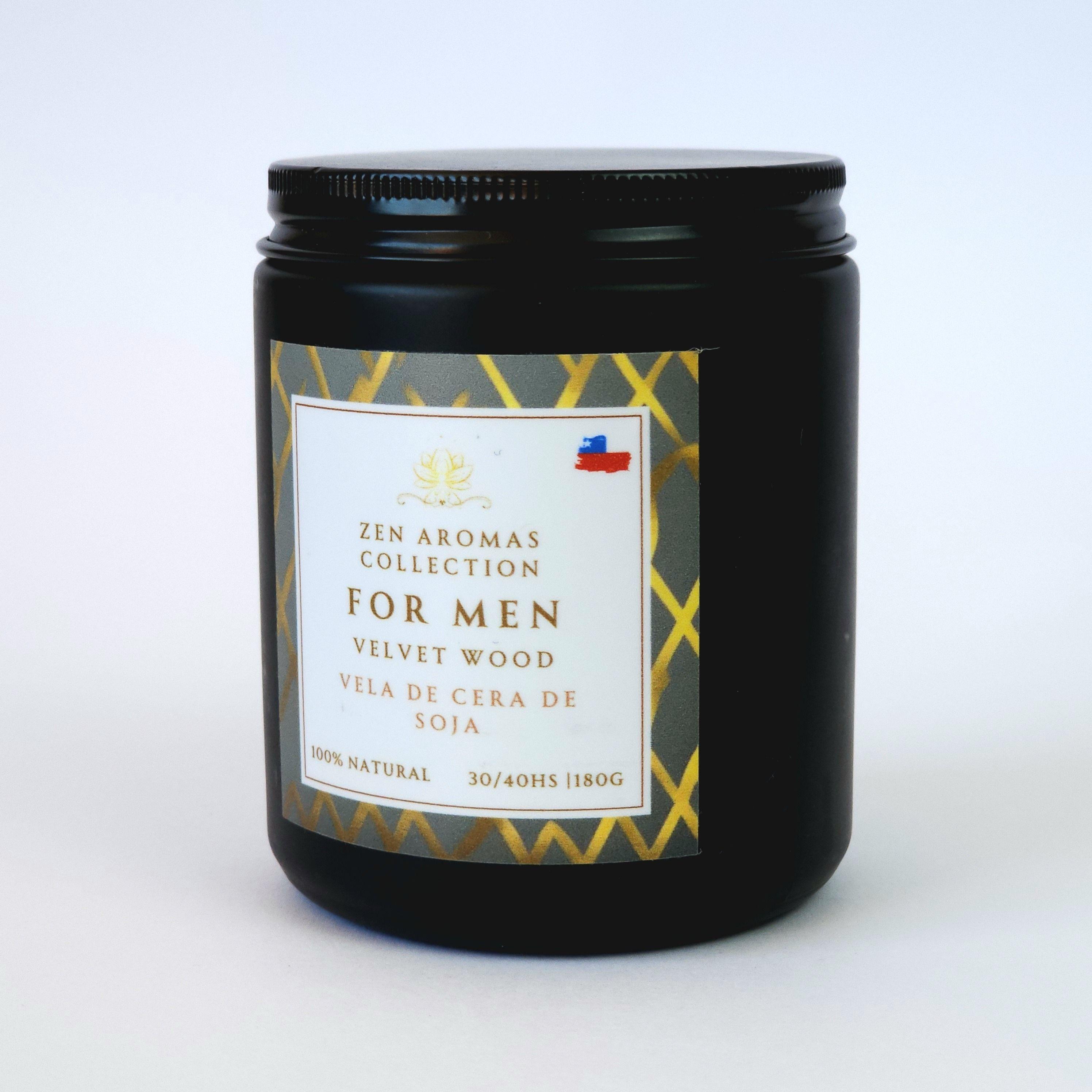Vela Aromática de Soja Zen Aromas For Men Velvet Wood 180 g-1