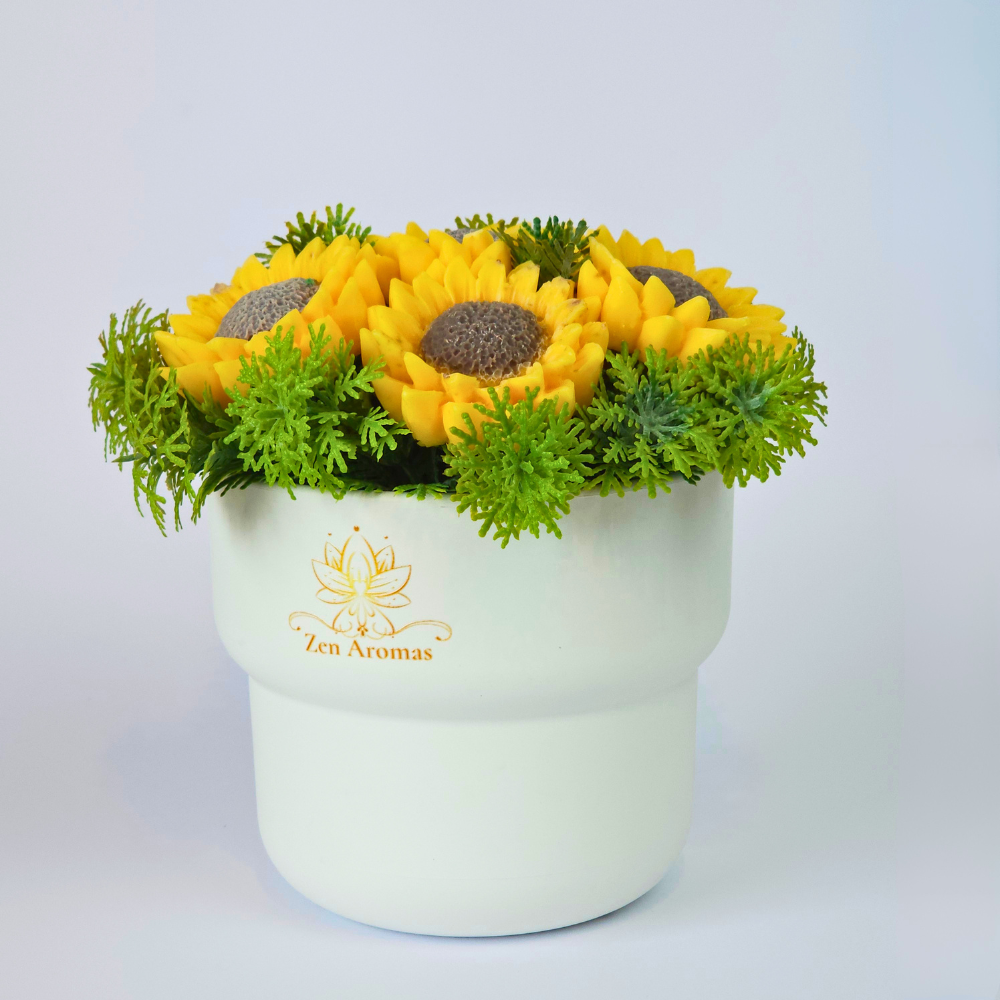 Bouquet de Flores de Cera Zen Aromas Sol & Menta 7 girasoles -4
