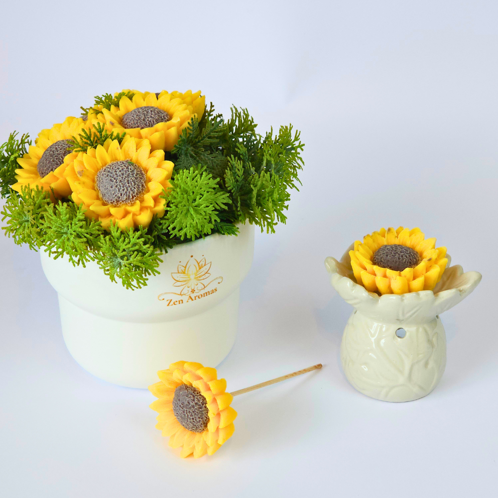 Bouquet de Flores de Cera Zen Aromas Sol & Menta 7 girasoles -5