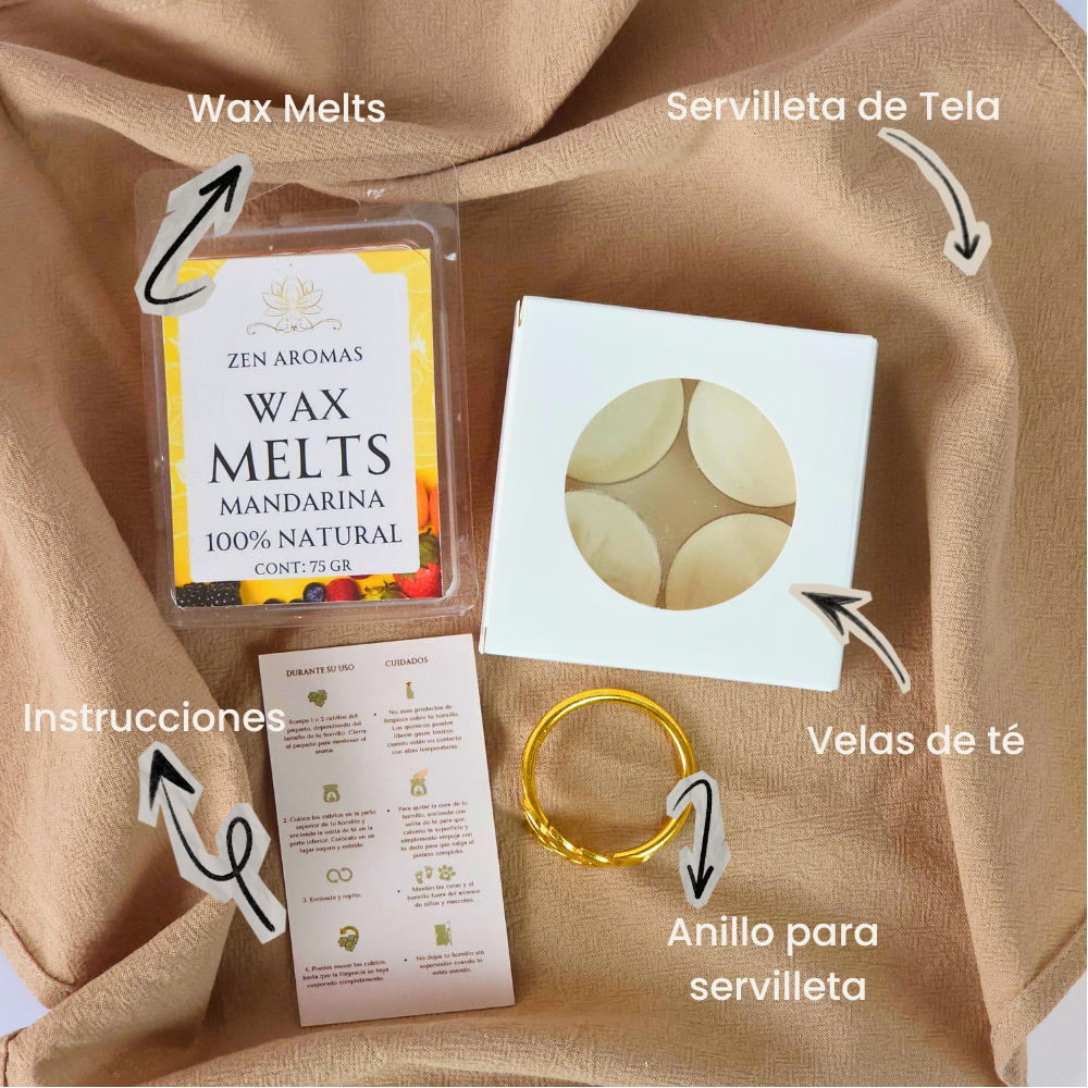Kit Wax Melts Aromáticos Zen Aromas Higo + Velitas de Té-2