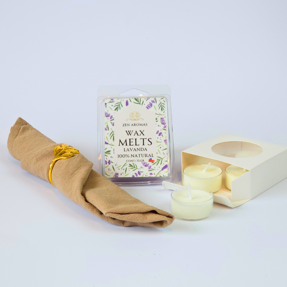 Kit Wax Melts Aromáticos Zen Aromas Higo + Velitas de Té-0