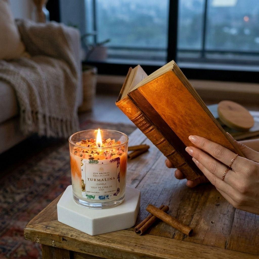 Vela Aromática con Cuarzo Zen Aromas Turmalina & Canela 180 g-1