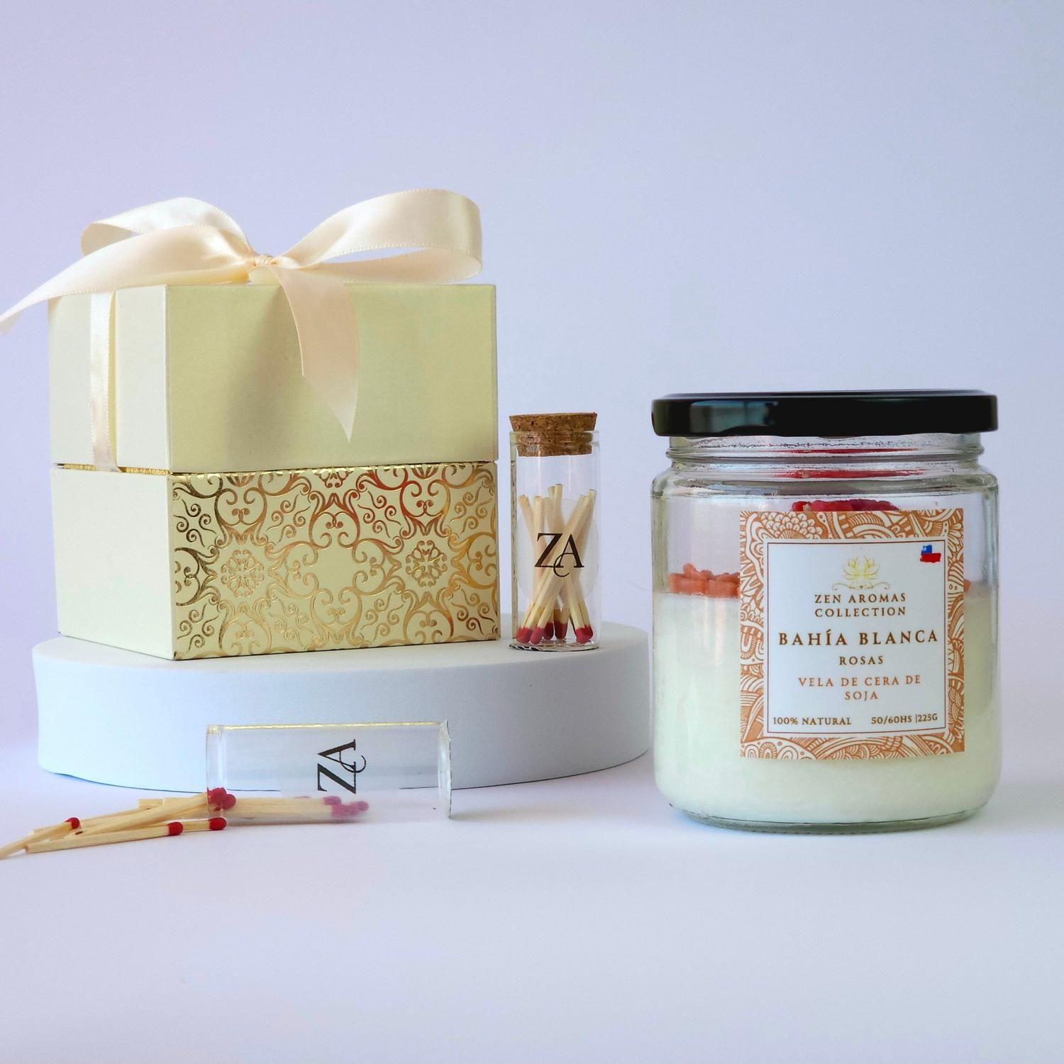 Zen Aromas Vela Aromática  Bahía Blanca Aroma Rosas 225 gr de Cera de soja -2