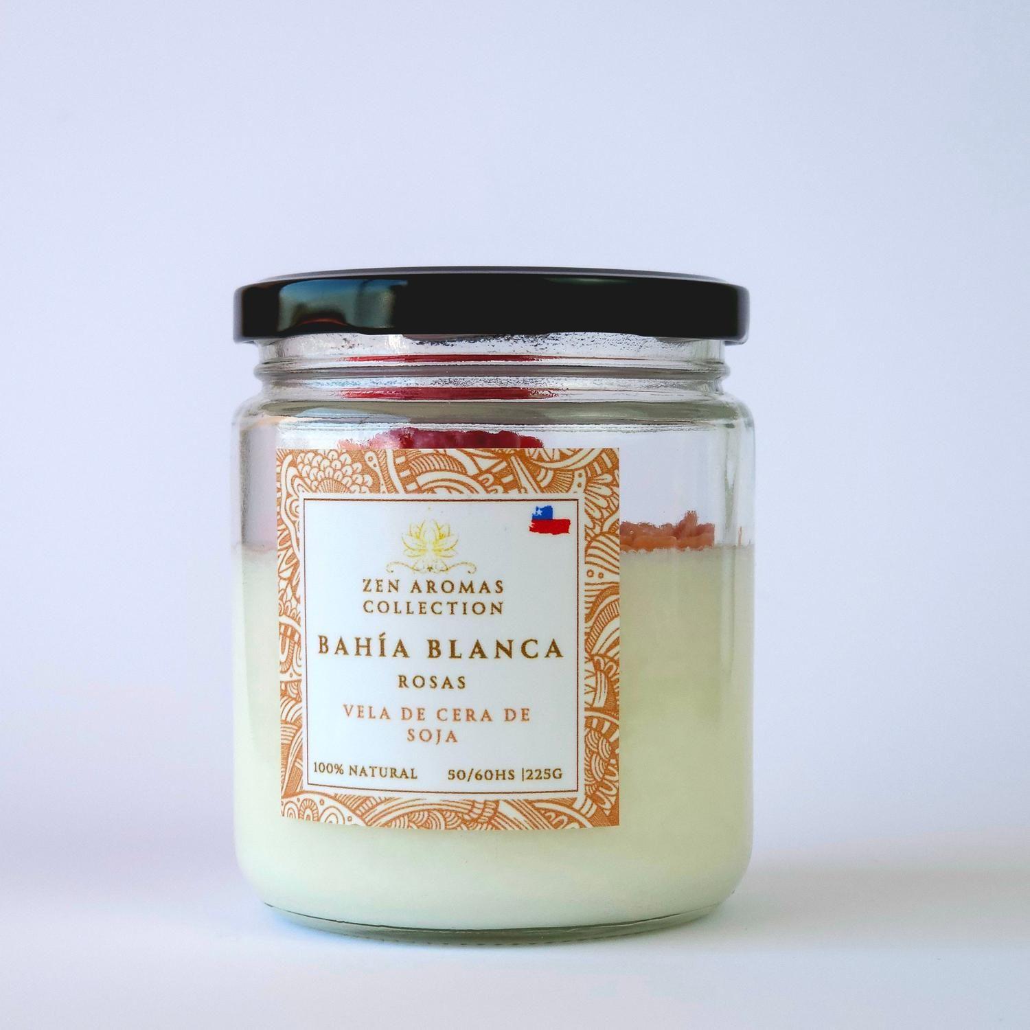 Zen Aromas Vela Aromática  Bahía Blanca Aroma Rosas 225 gr de Cera de soja -4