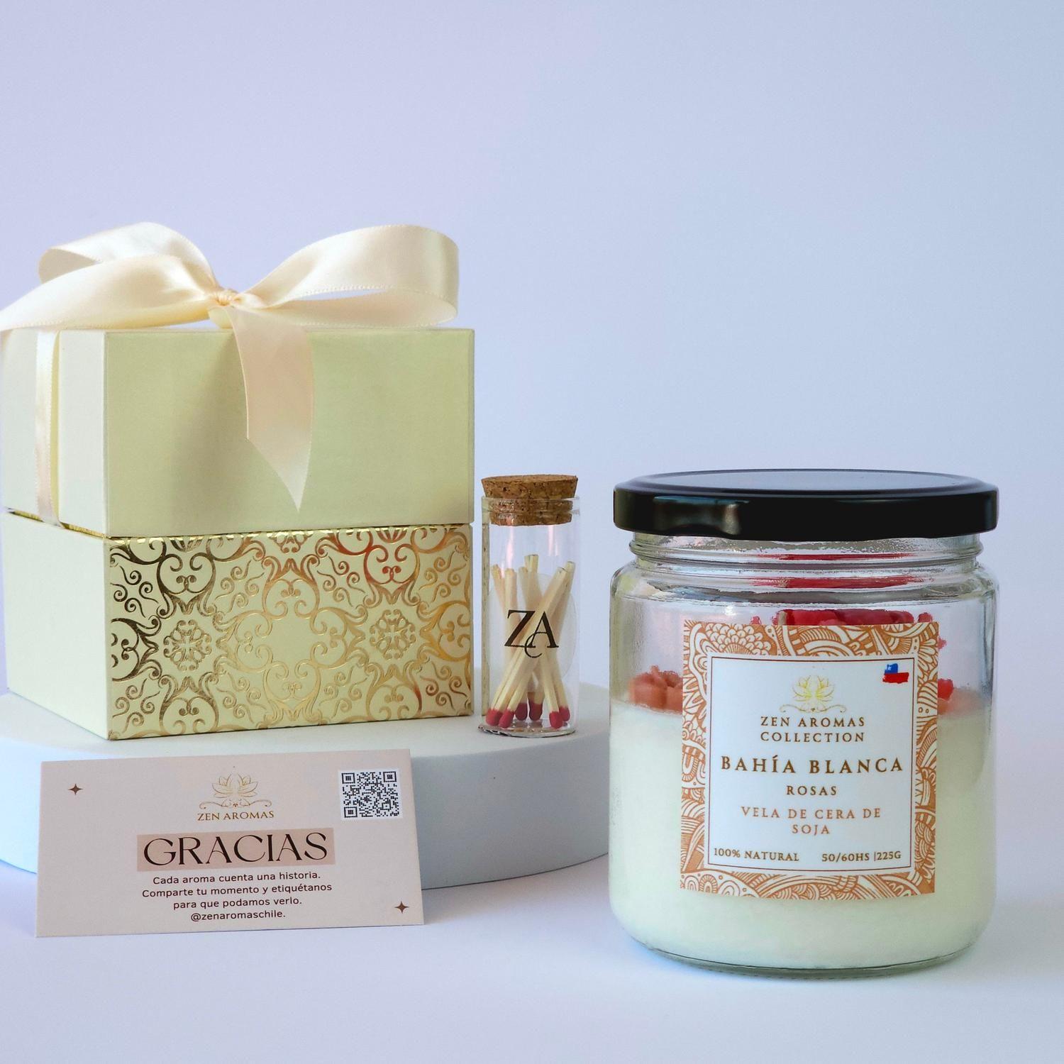 Zen Aromas Vela Aromática  Bahía Blanca Aroma Rosas 225 gr de Cera de soja -5