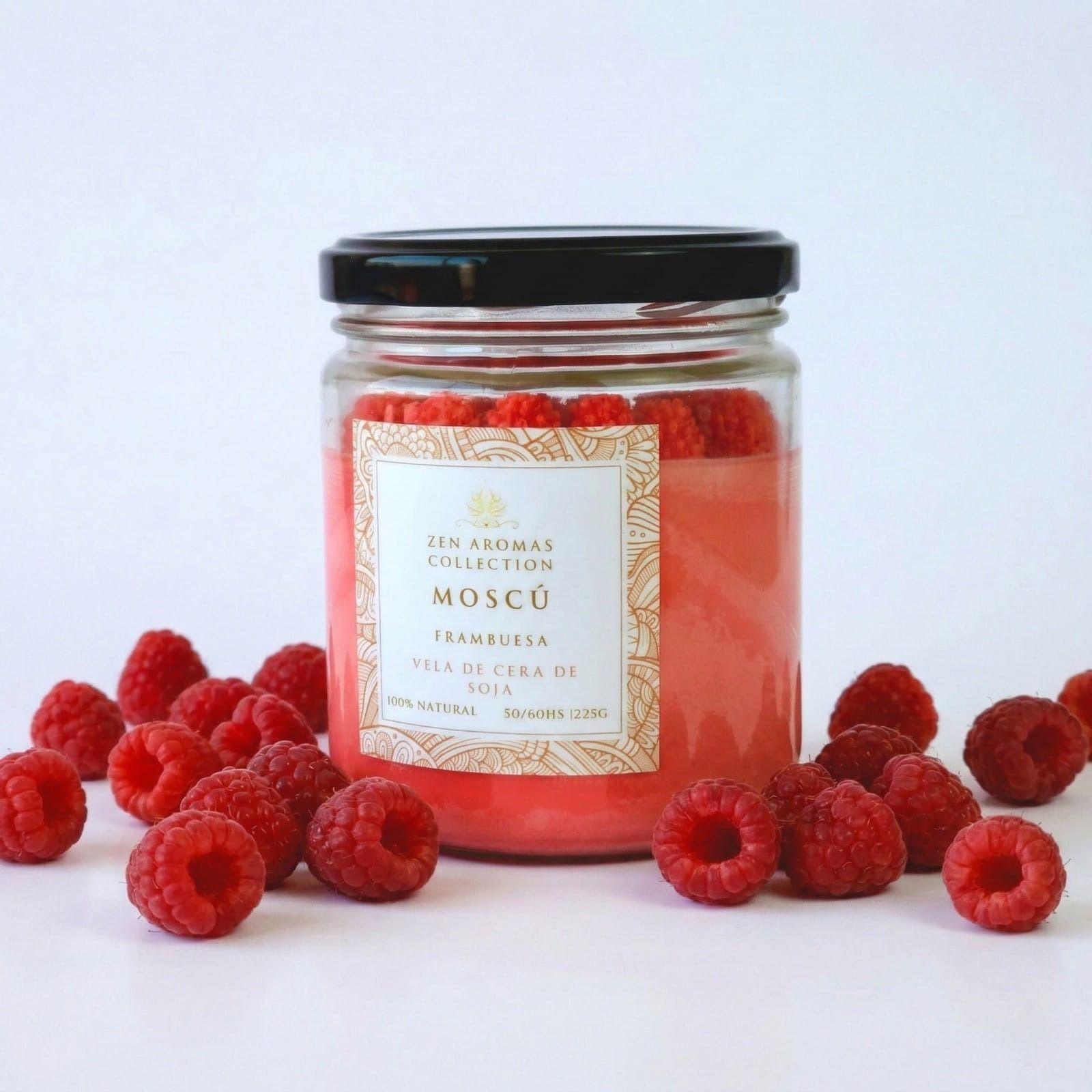 Vela Aromática de Soja Zen Aromas Moscú Frambuesa 225 g-0
