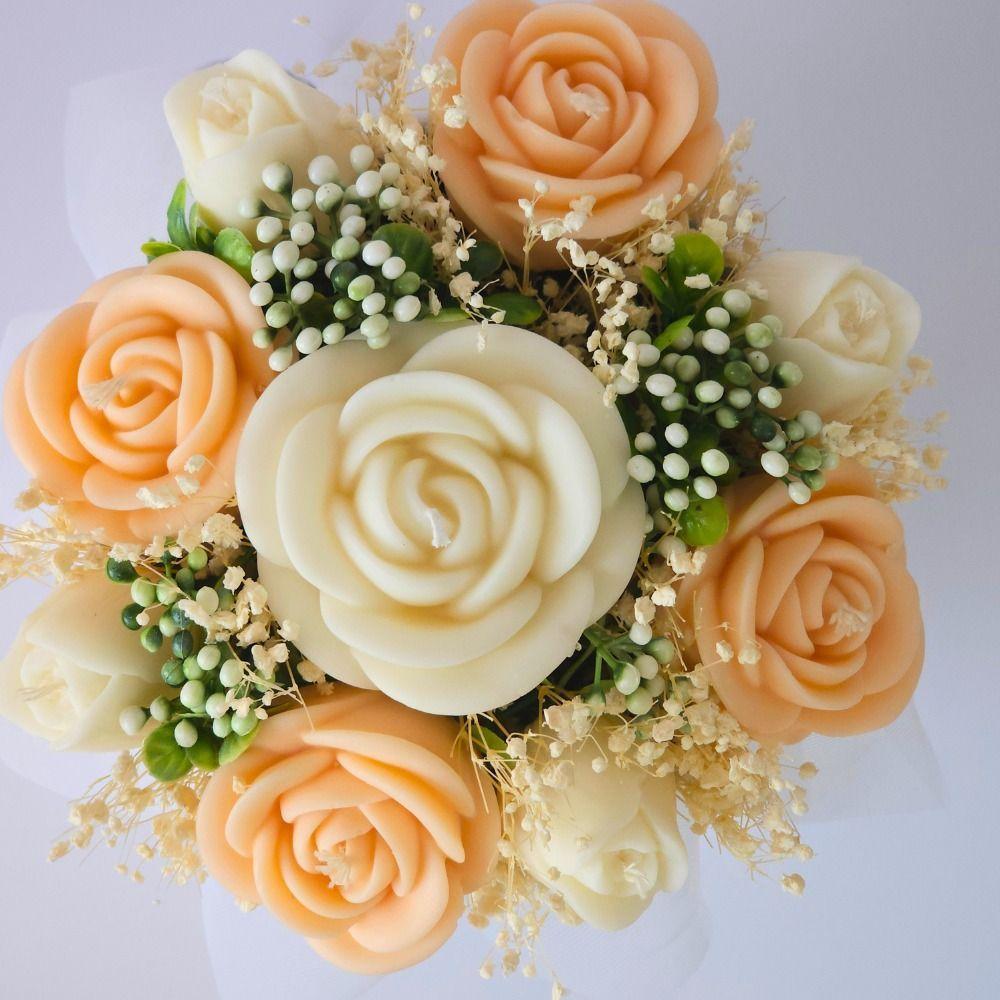 Bouquet de Rosas de Cera Zen Aromas Dulce Pastel 5 Rosas y 4 Tulipanes-2
