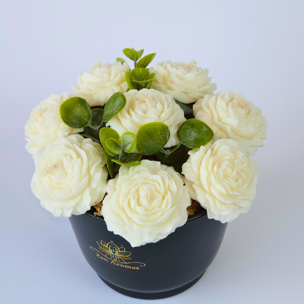 Bouquet de Peonías de Cera Zen Aromas Sueño de Peonías Negro 8 Flores-3