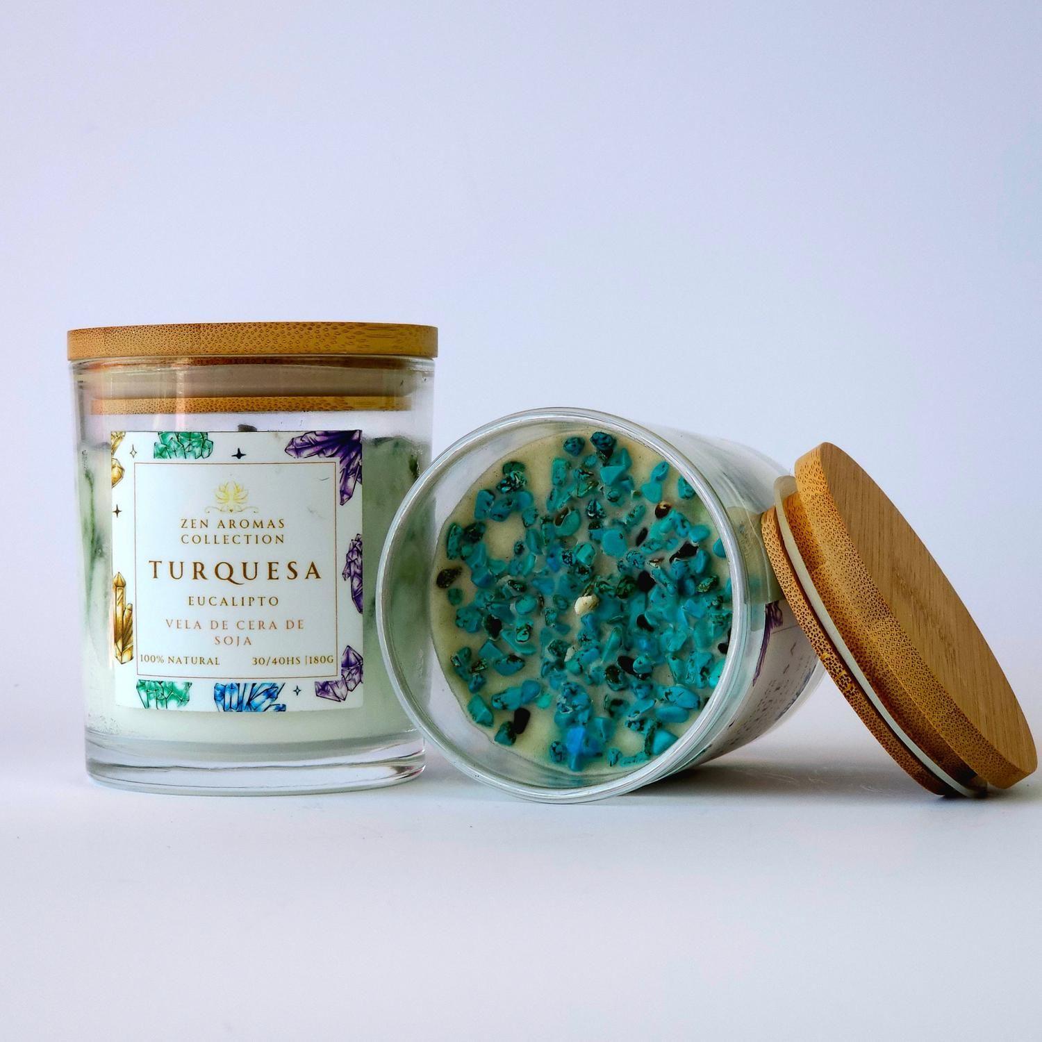Zen Aromas Vela Terapéutica Eucalipto Turquesa 180 gr-5