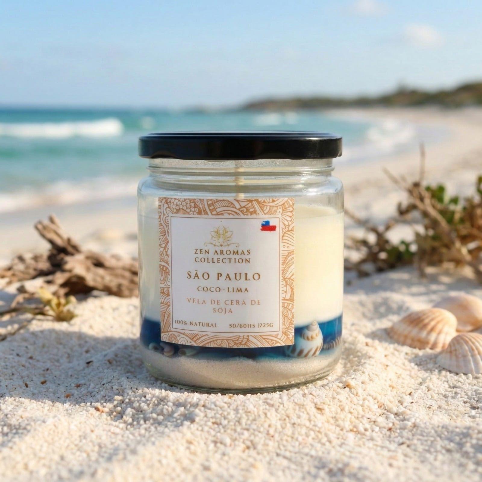 Vela Aromática de Soja Zen Aromas São Paulo Coco & Lima 225 g-1