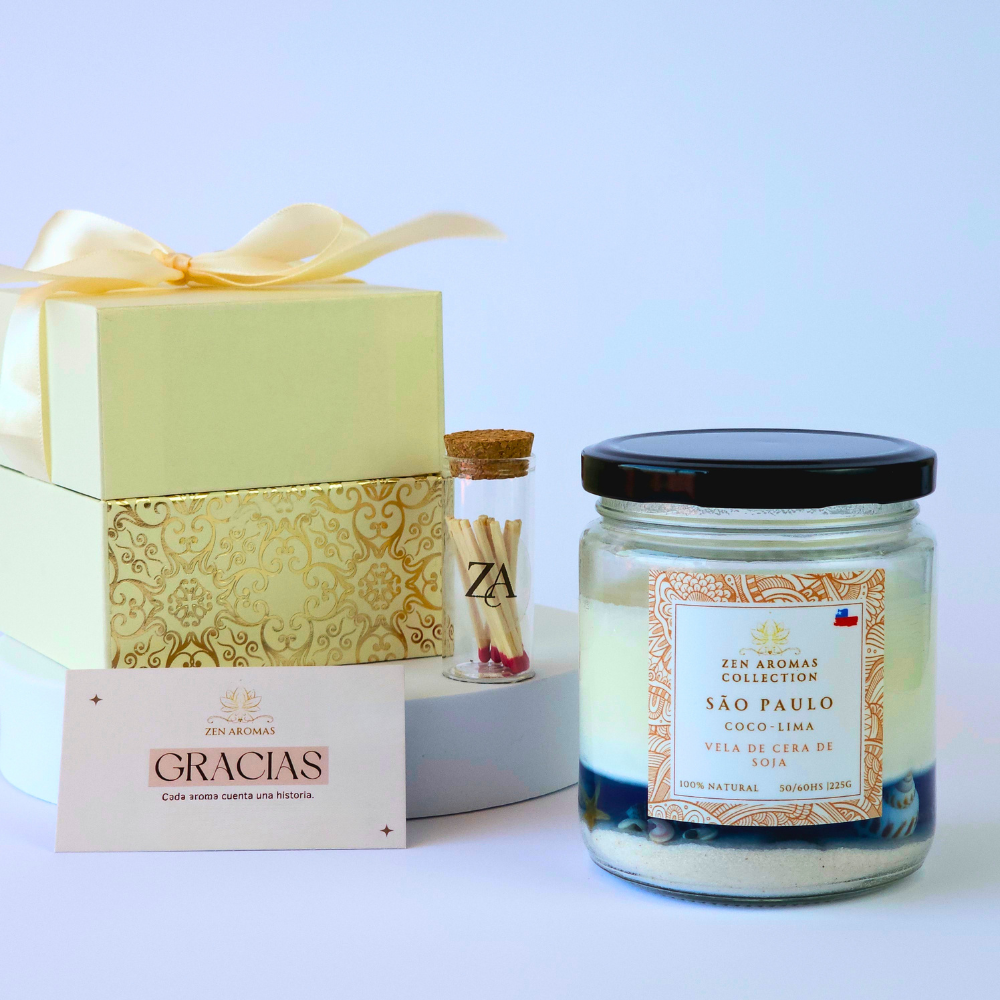 Vela Aromática de Soja Zen Aromas São Paulo Coco & Lima 225 g-5