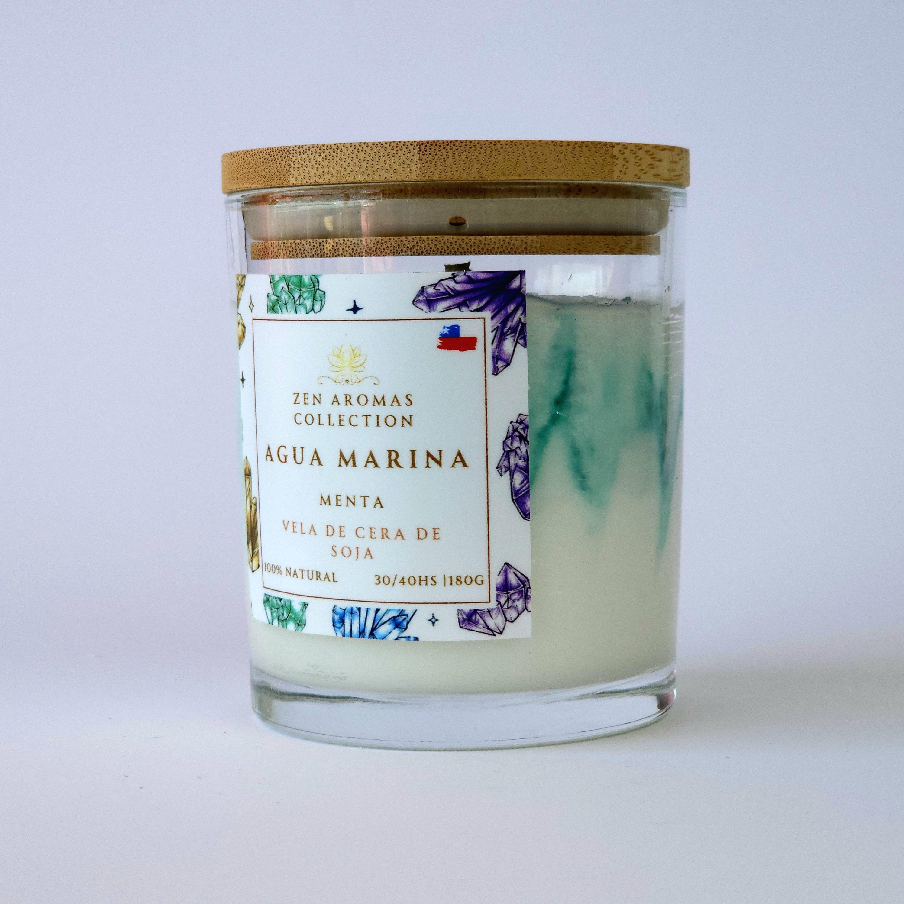 Vela Aromática con Cuarzo Zen Aromas Aguamarina & Menta 180 g-1
