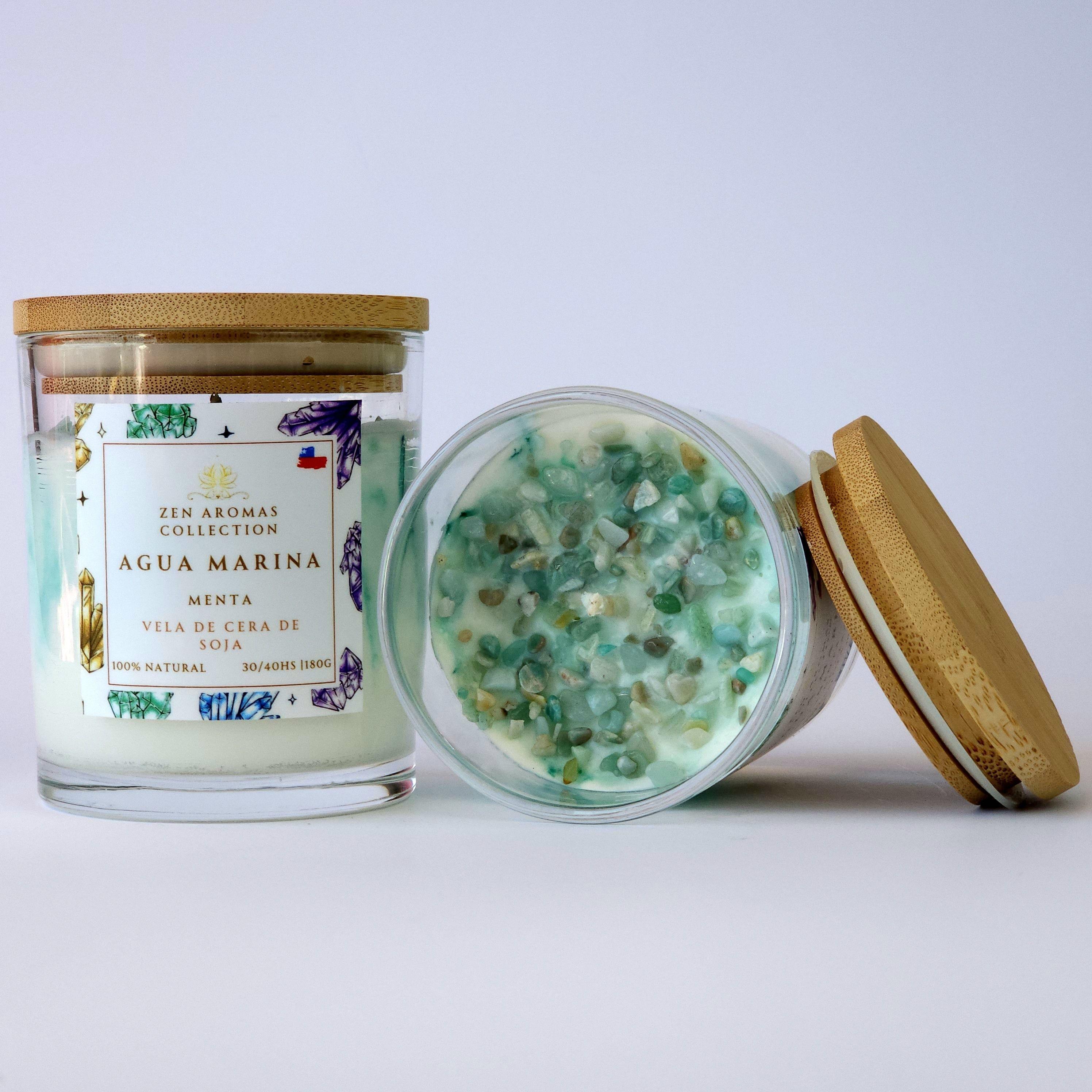 Vela Aromática con Cuarzo Zen Aromas Aguamarina & Menta 180 g-3