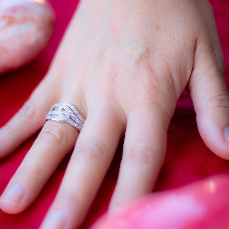 Anillo Plata 925 Entrelazado Líneas de Circones-1