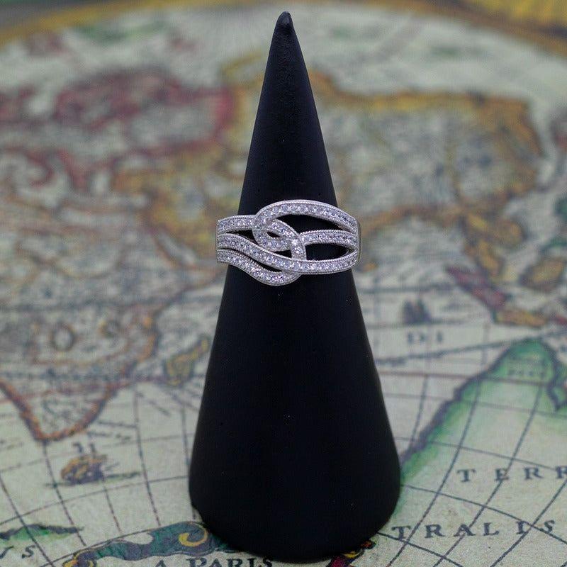 Anillo Plata 925 Entrelazado Líneas de Circones-3