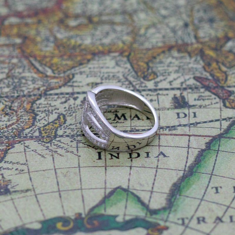 Anillo Plata 925 Entrelazado Líneas de Circones-6