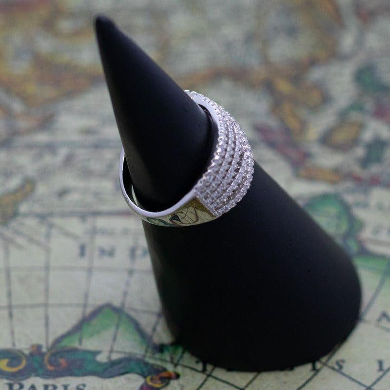 Anillo Plata 925 Entrelazado Filas de Circones-4