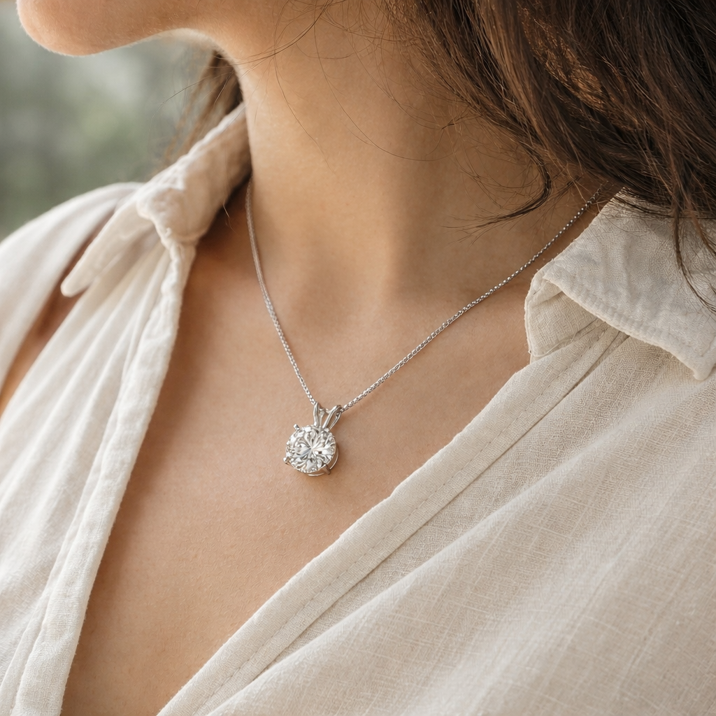 Joya Collar Plata 925 Punto De Luz Con Circón Blanco Mujer Blanco-3