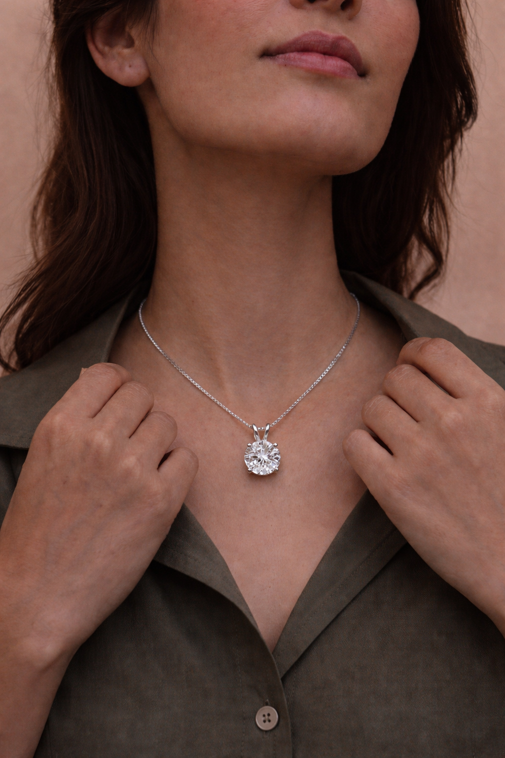 Joya Collar Plata 925 Punto De Luz Con Circón Blanco Mujer Blanco-4