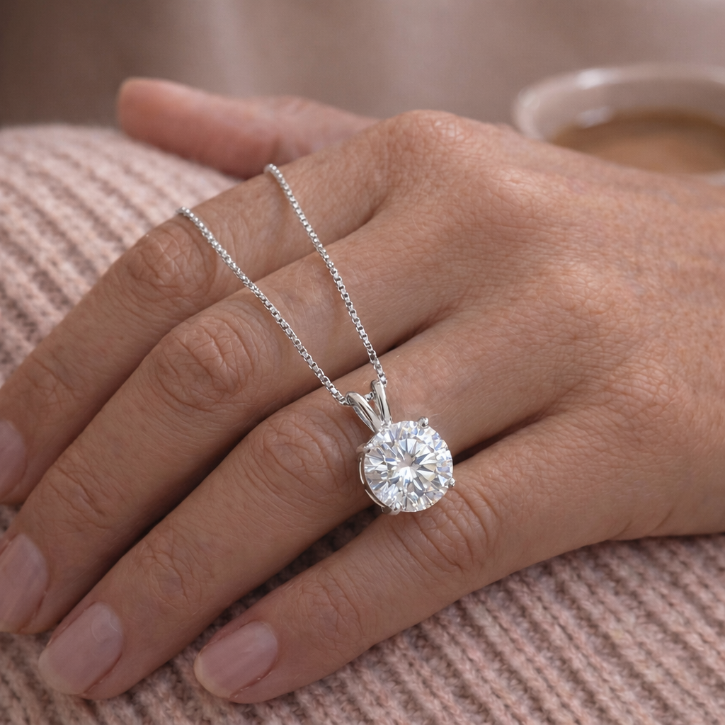 Joya Collar Plata 925 Punto De Luz Con Circón Blanco Mujer Blanco-5