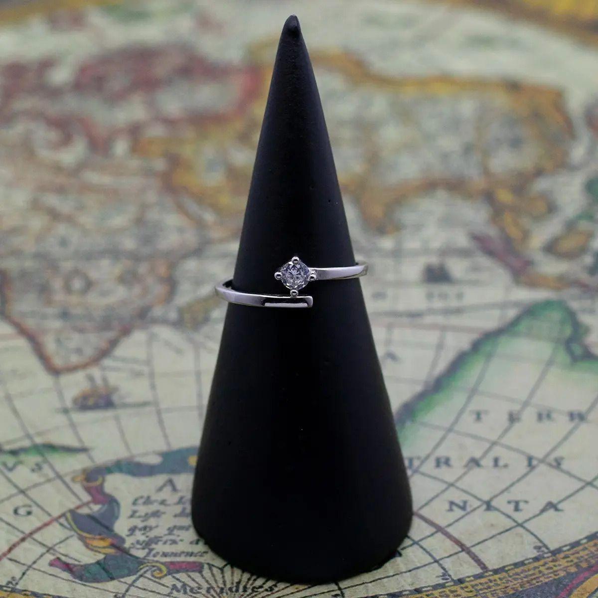 Anillo Plata 925 Solitario Circón AAA Ajustable-3