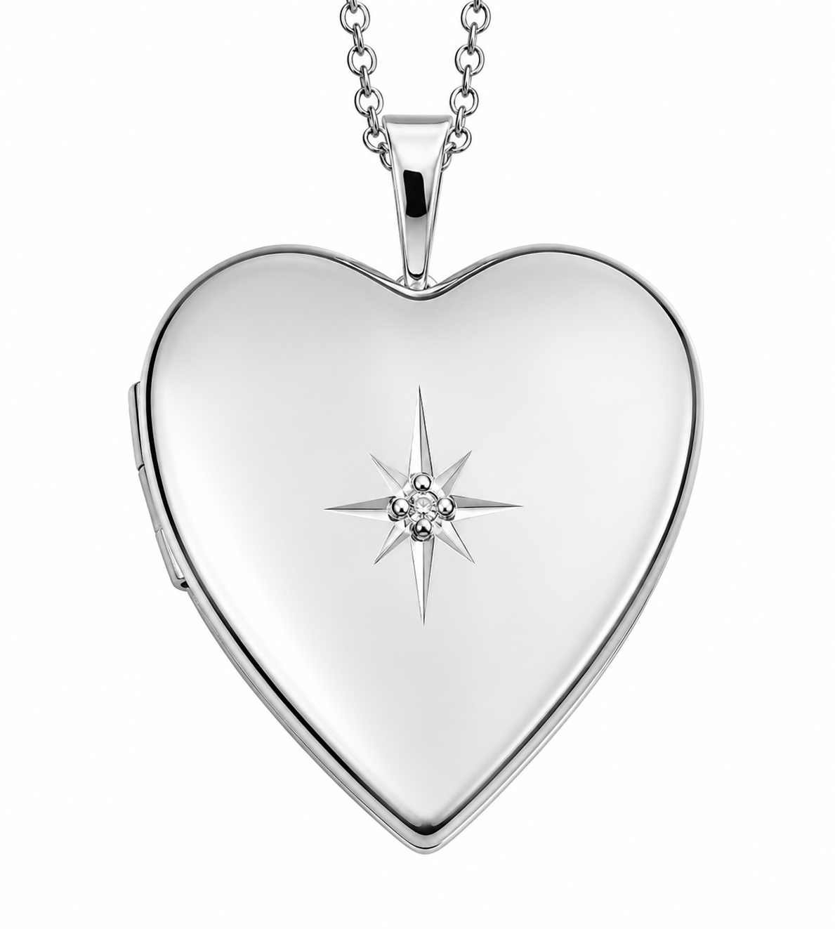 Joya Collar Plata 925 Relicario Camafeo Guardapelo Corazón Plateado-0