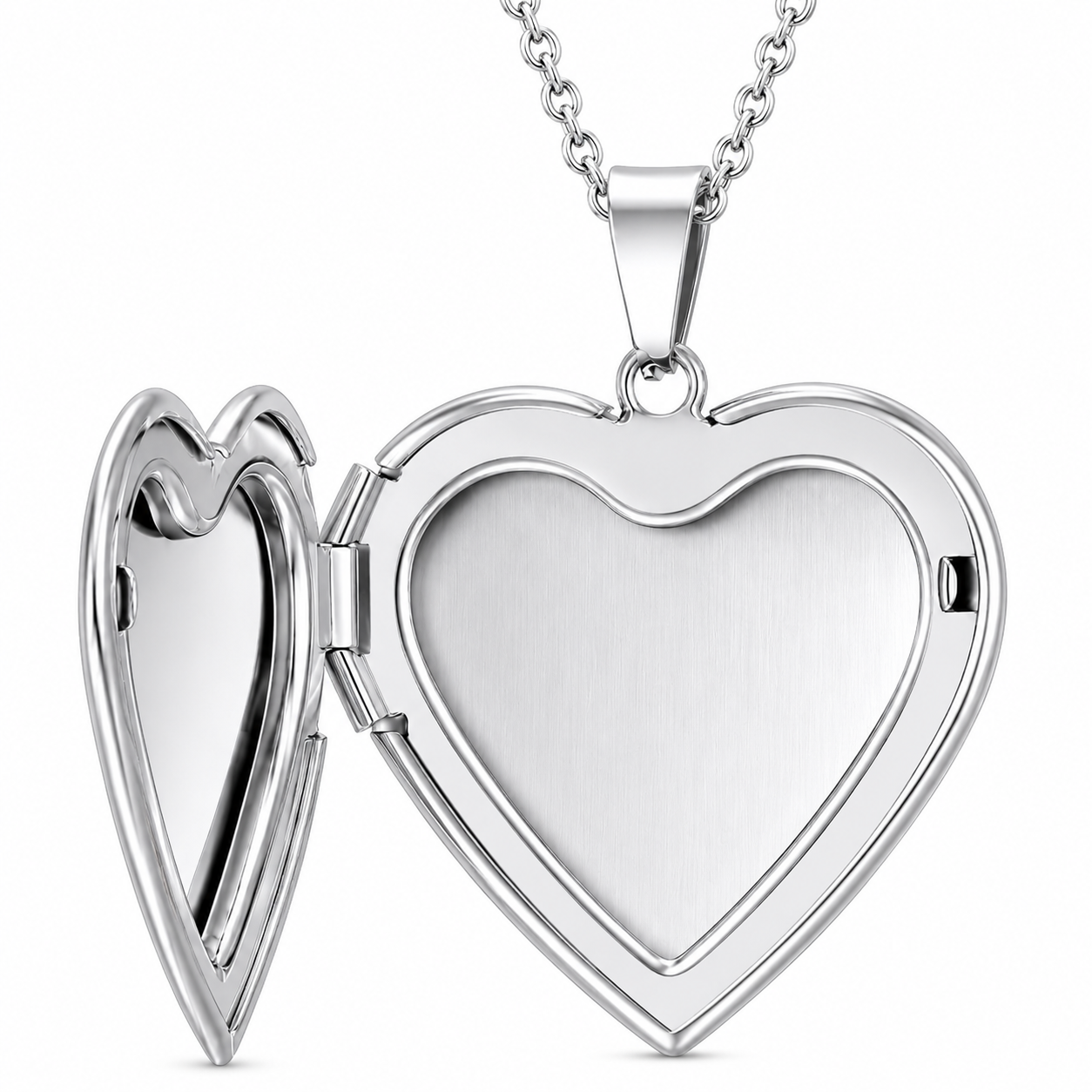 Joya Collar Plata 925 Relicario Camafeo Guardapelo Corazón Plateado-1