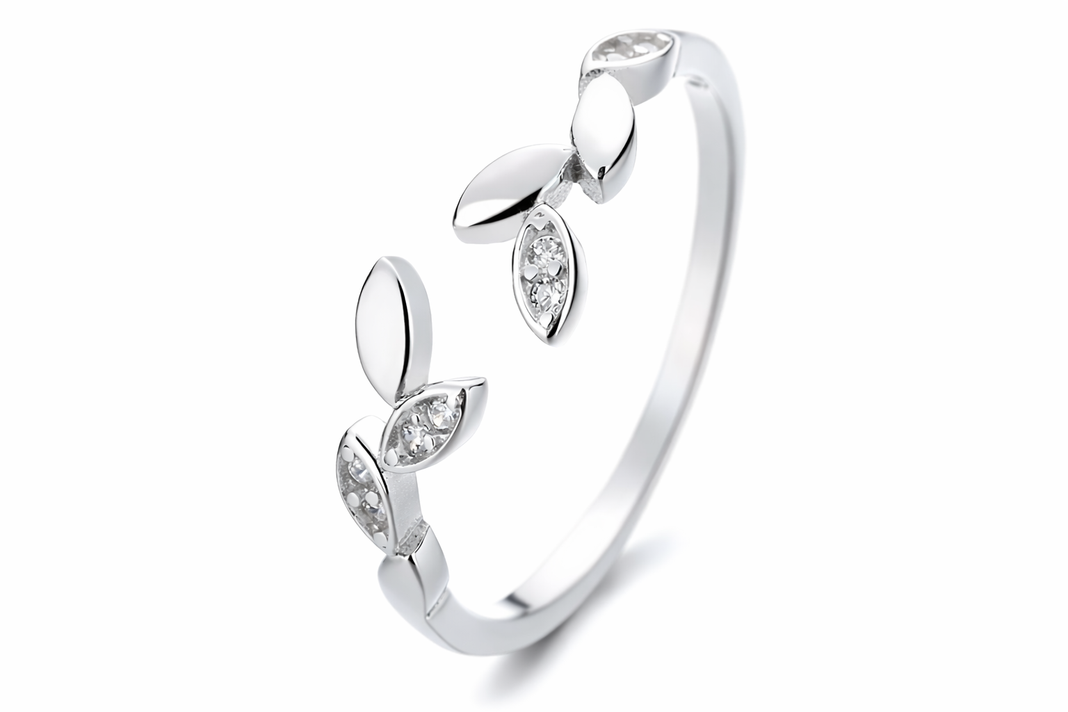 Anillo Plata 925 Hojas Circones Ajustable-0
