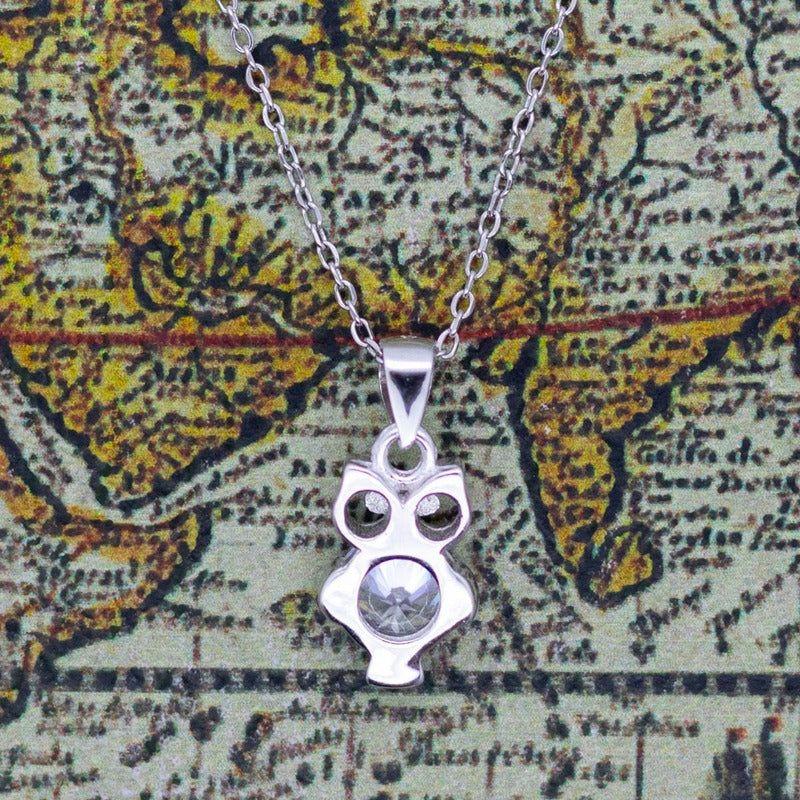 Collar Con Colgante Plata 925 Búho Circón Diseño Juvenil Plateado-5