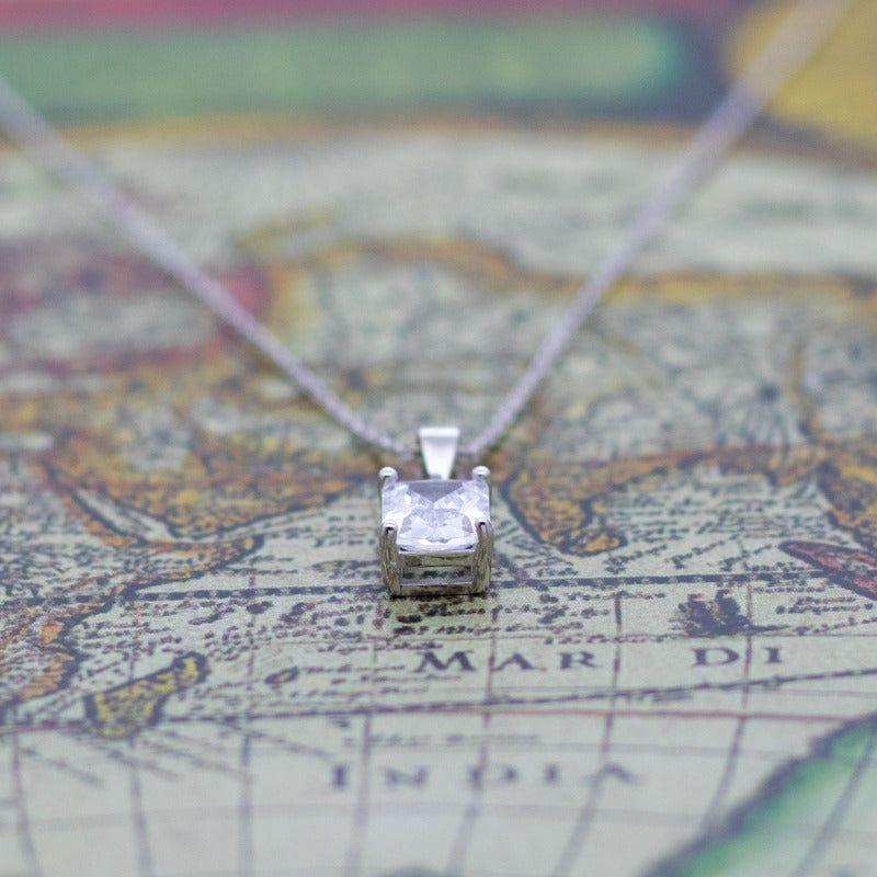 Collar Con Colgante Plata 925 Piedras Circones Elegante-4