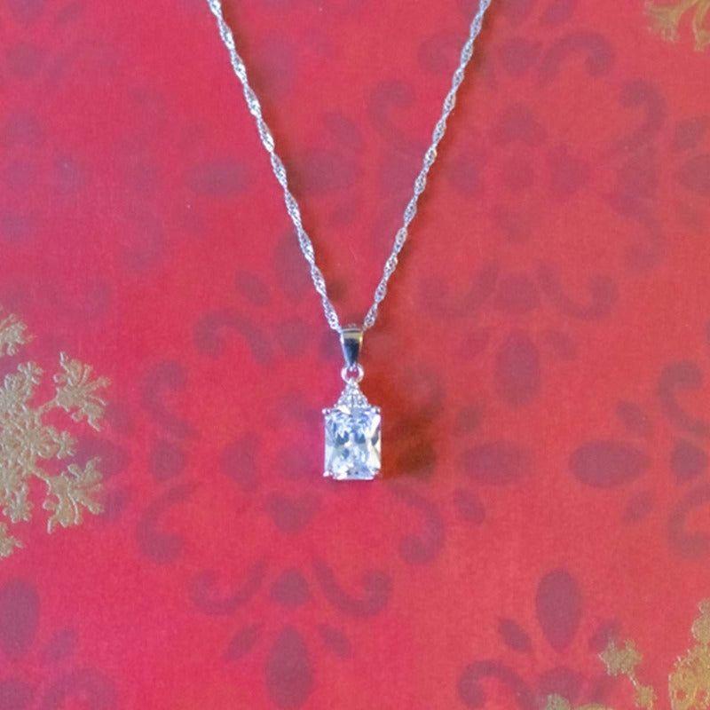 Collar Con Colgante Plata 925 Piedras Circones Elegante-6
