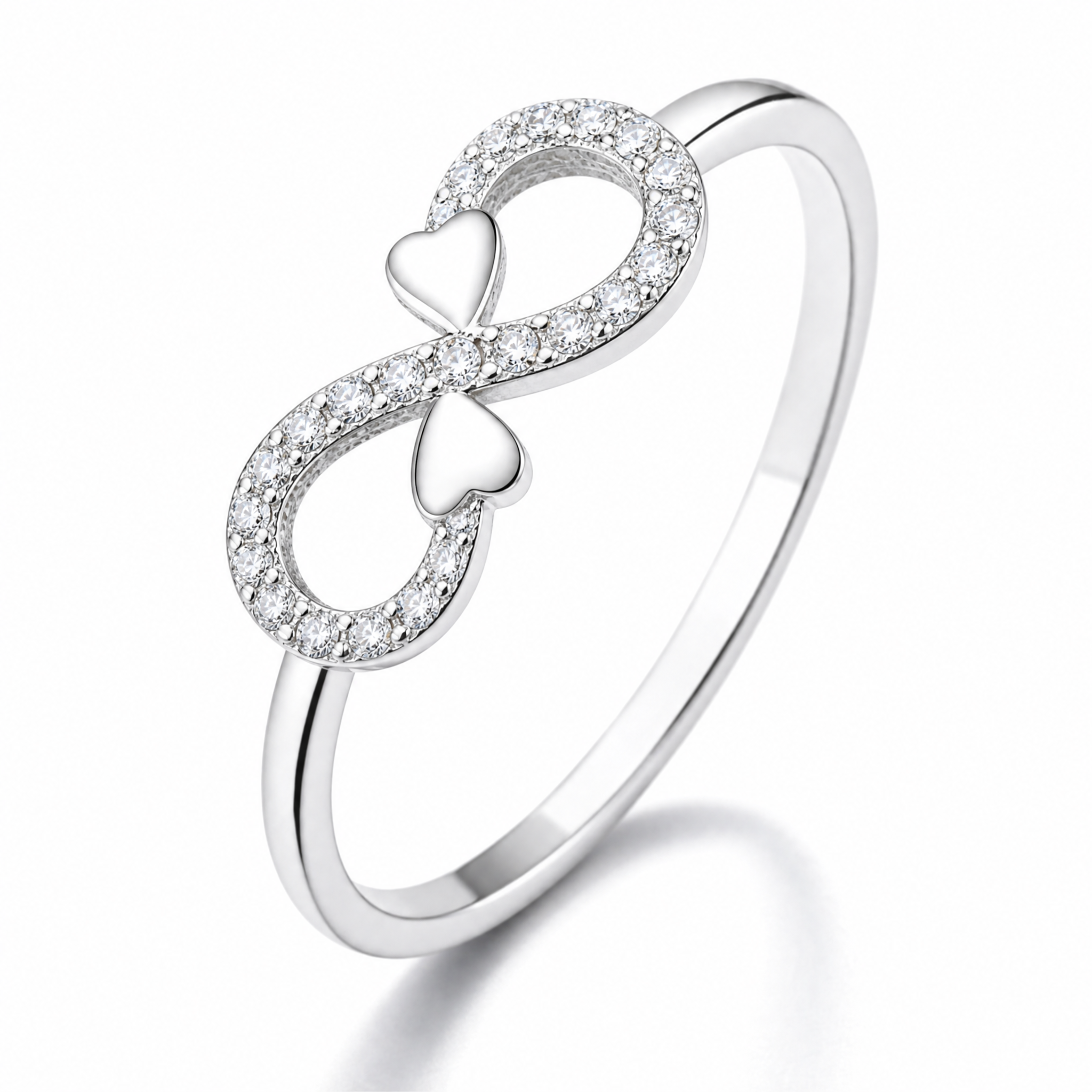 Anillo Plata S 925 Mujer Infinito Corazón Circones Femenino-0