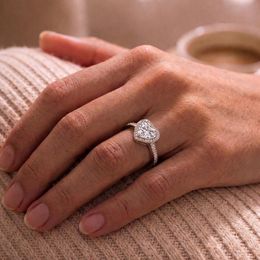 Anillo Plata 925 Mujer Corazón Circón Elegante Compromiso-2