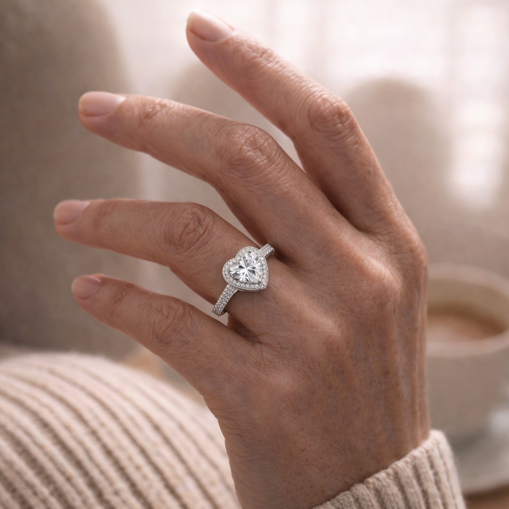 Anillo Plata 925 Mujer Corazón Circón Elegante Compromiso-4