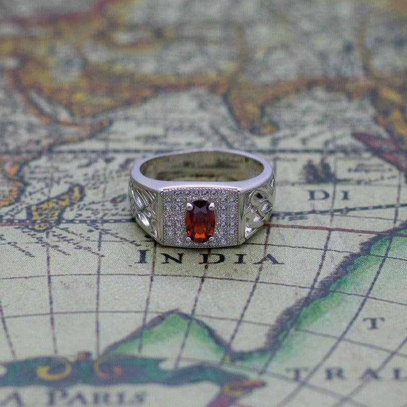 Anillo Plata 925 Circones Rojo Blanco Elegante Clásico-5