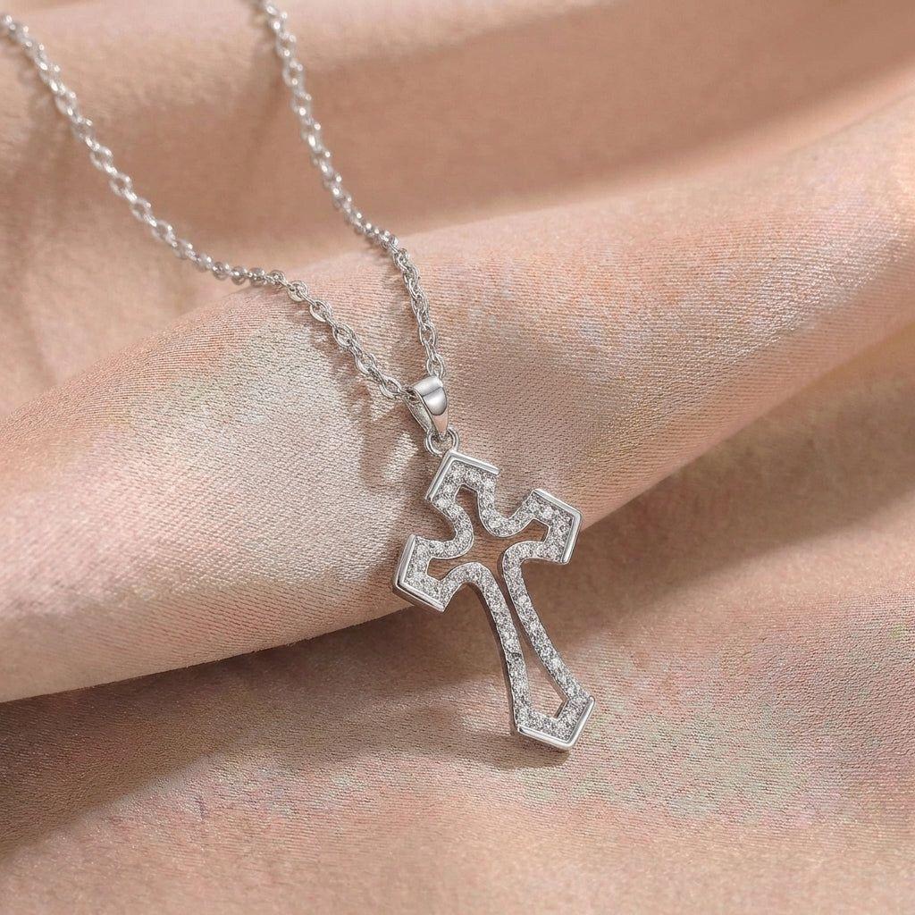 Collar Plata 925 Cruz Religiosa con Circones-2