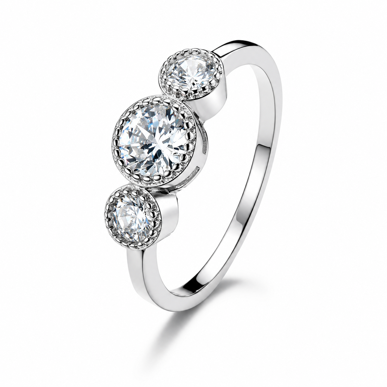 Anillo Plata 925 Tres Circones Corte Brillante-0