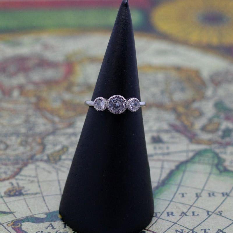 Anillo Plata 925 Tres Circones Corte Brillante-3