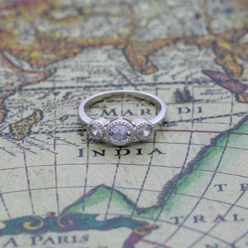 Anillo Plata 925 Tres Circones Corte Brillante-5
