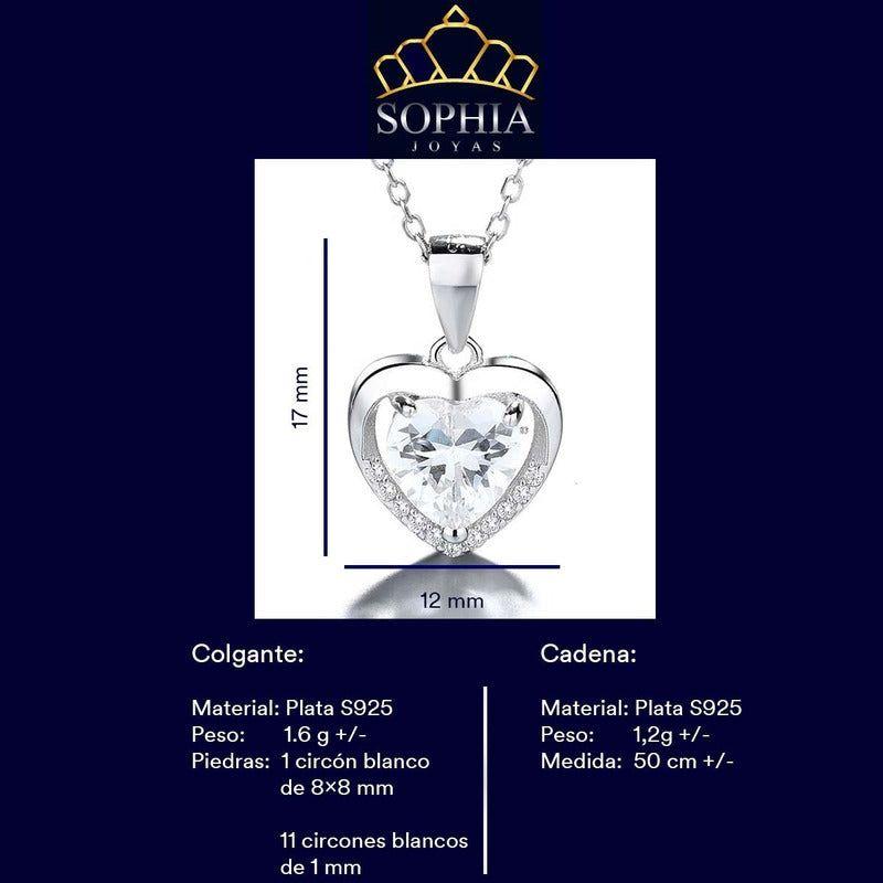 Collar Con Colgante Plata 925 Corazón Circones Elegante-1