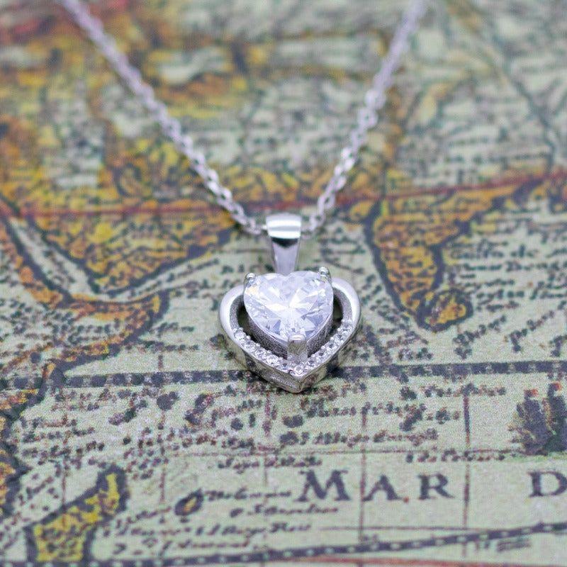 Collar Con Colgante Plata 925 Corazón Circones Elegante-2