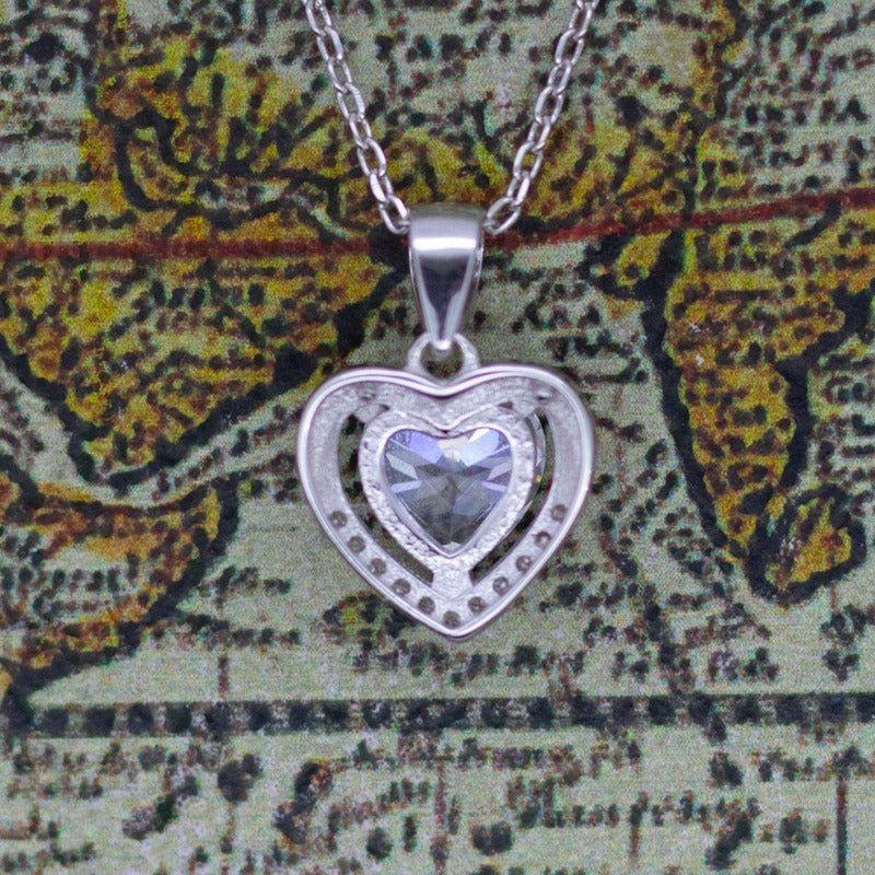 Collar Con Colgante Plata 925 Corazón Circones Elegante-5