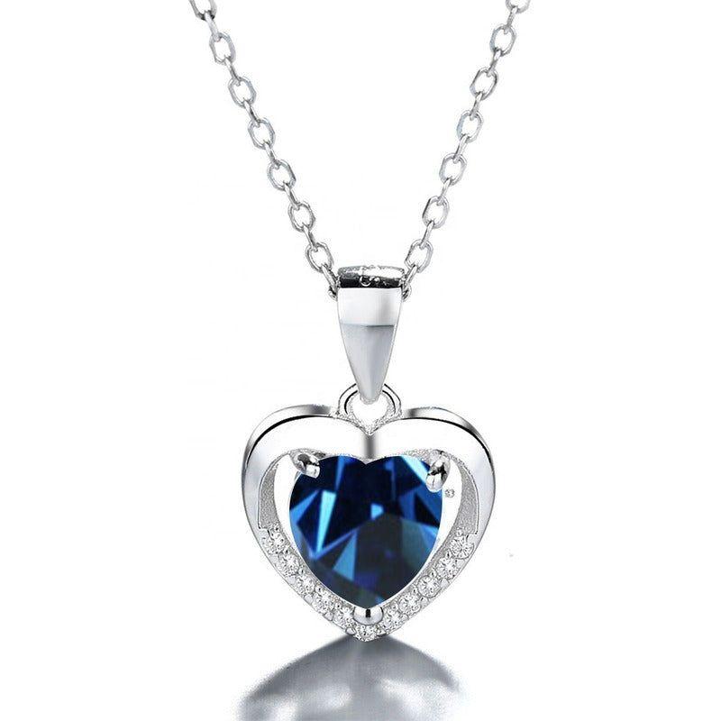 Collar Con Colgante Plata 925 Corazón Circones Elegante-6