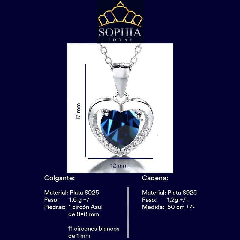 Collar Con Colgante Plata 925 Corazón Circones Elegante-7