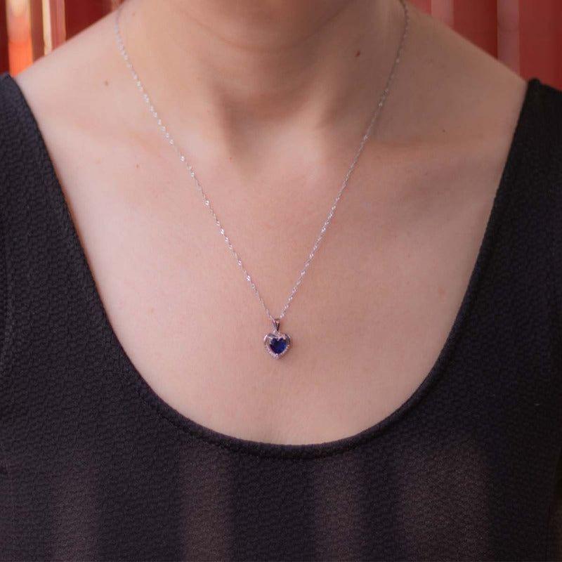 Collar Con Colgante Plata 925 Corazón Circones Elegante-8
