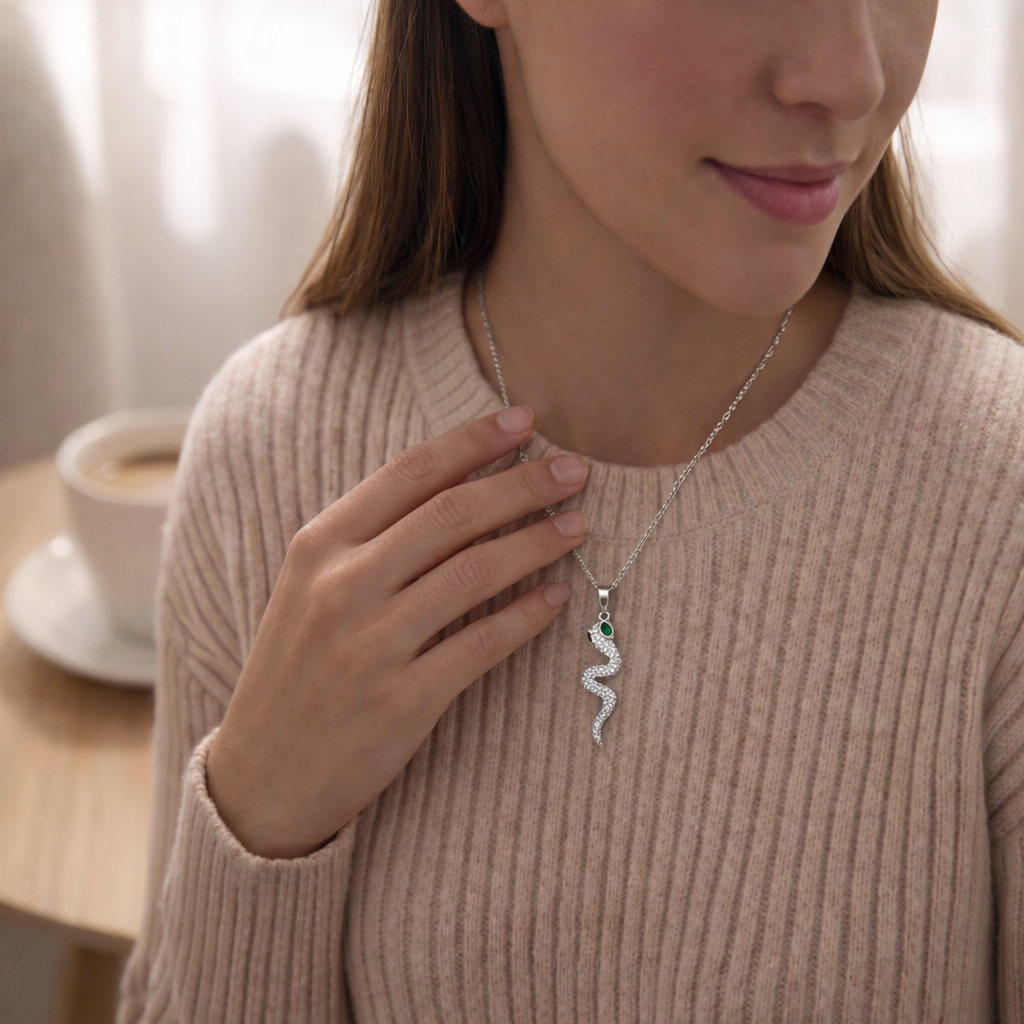 Joya Collar Plata 925 Serpiente Tentación Poder Fuerza Mujer Plateado-4